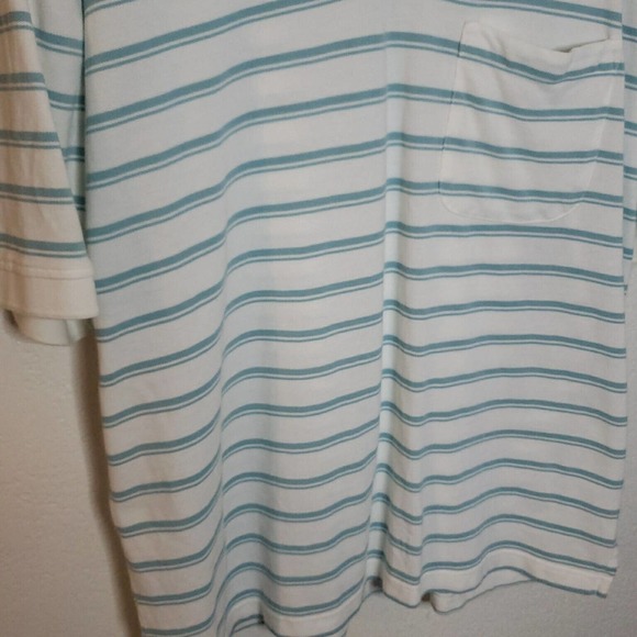 Scandia Woods Short Sleeve Pocket Polo Shirt Mens XLT Tall White Blue Striped - Picture 3 of 7